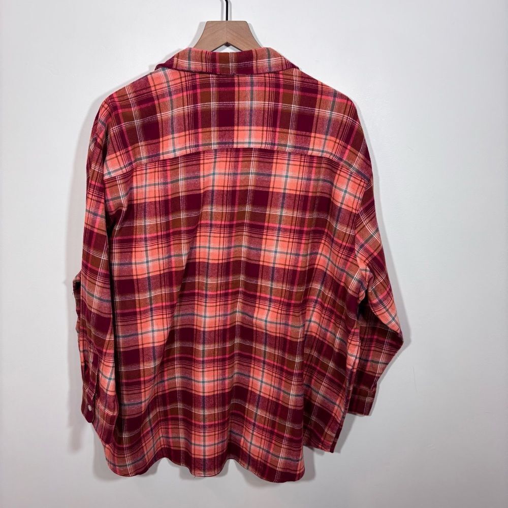 Old Navy Orange Red Long-Sleeve Tunic Boyfriend Plaid Flannel Shirt NWT 2X - Picture 9 of 16